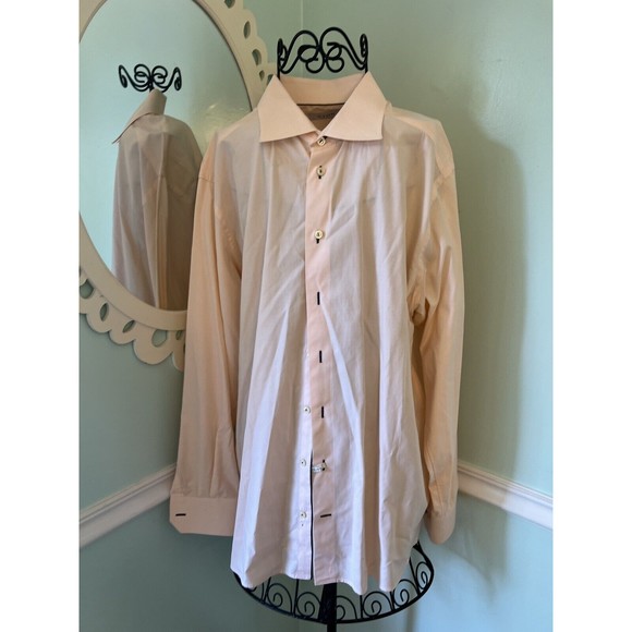 Eton Shirt Long Sleeve Button Front Men's Size 43 17 Contemporary York Peach - Picture 5 of 5